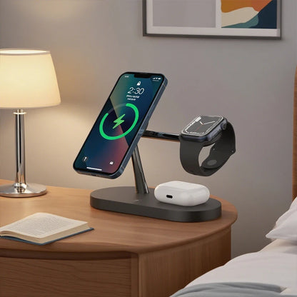 3 in 1 Wireless Charger Stand for Iphone 12/13/14/15/16/17 Fast Charging Station for Apple Watch 10 9 8 7 6 5 4 Airpods 2 3 Pro